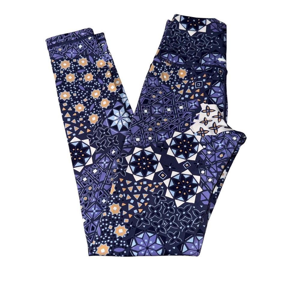 Aerie Chill Play Move Leggings XS Purple Navy Mosaic Geometric High Waisted